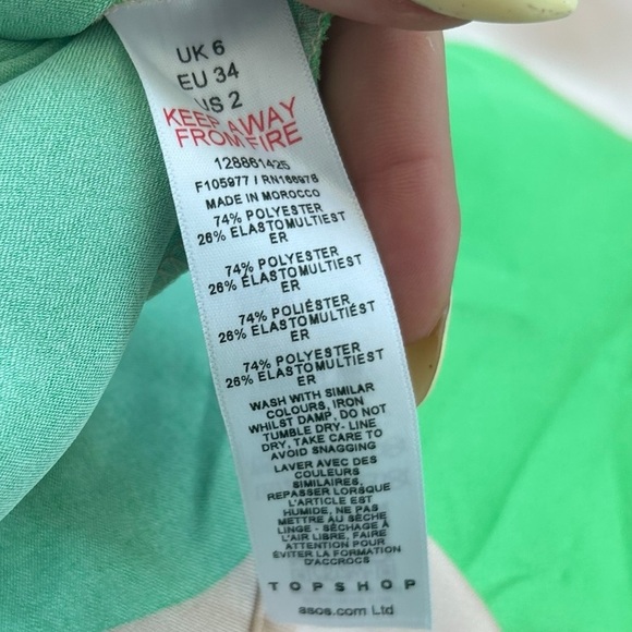 Topshop Wide Stripe Maxi Skirt Neon Green Cream Size 2 NWT - Picture 6 of 11